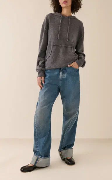 Maison Margiela Oversized High-Rise Cotton Wide-Leg Jeans - Medium Wash | Thumbnail 2