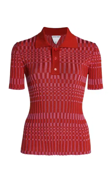 Bottega Veneta Check Polo Top | Thumbnail 1 Bottega Veneta Check Polo Top | Thumbnail 1