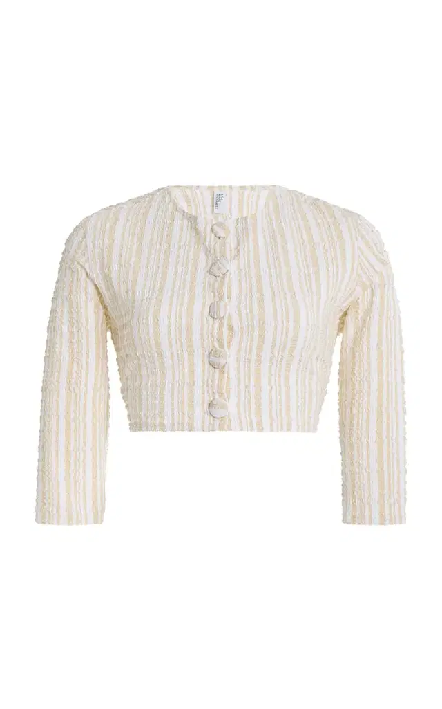 Striped Seersucker Cardigan