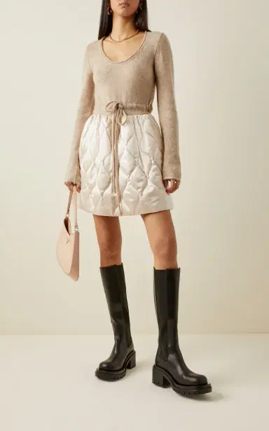 Miu Miu Quilted Nylon and Mohair-Blend Mini Dress | Thumbnail 3 Miu Miu Quilted Nylon and Mohair-Blend Mini Dress | Thumbnail 3