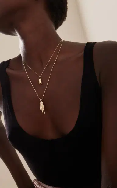 Sydney Evan Gold Ignot Charm On Light Tiffany Chain | Thumbnail 2 Sydney Evan Gold Ignot Charm On Light Tiffany Chain | Thumbnail 2