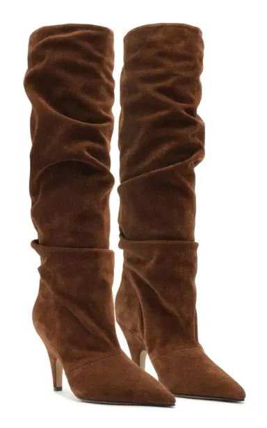 Alexandre Birman Tati Scrunched Suede Knee Boots - Brown - US 8.5 | Thumbnail 24