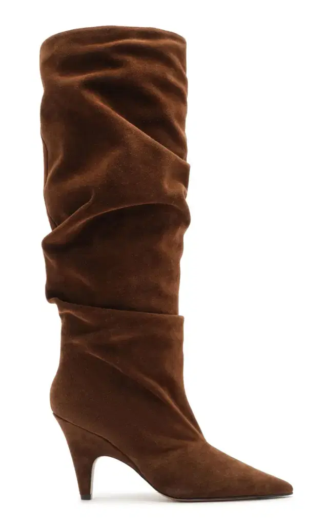 Tati Scrunched Suede Knee Boots - Brown - US 8.5