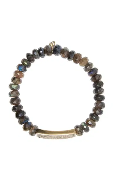 Sydney Evan Multistone Pave Bar On Mystic Labradorite Bracelet | Thumbnail 3