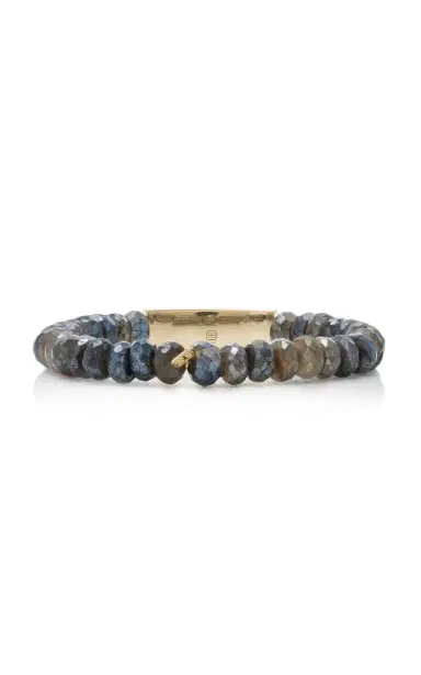 Sydney Evan Multistone Pave Bar On Mystic Labradorite Bracelet | Thumbnail 4