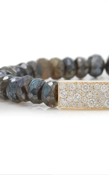 Sydney Evan Multistone Pave Bar On Mystic Labradorite Bracelet | Thumbnail 5
