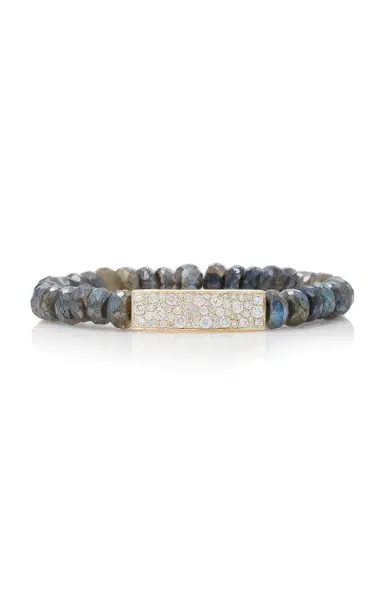 Sydney Evan Multistone Pave Bar On Mystic Labradorite Bracelet | Thumbnail 1