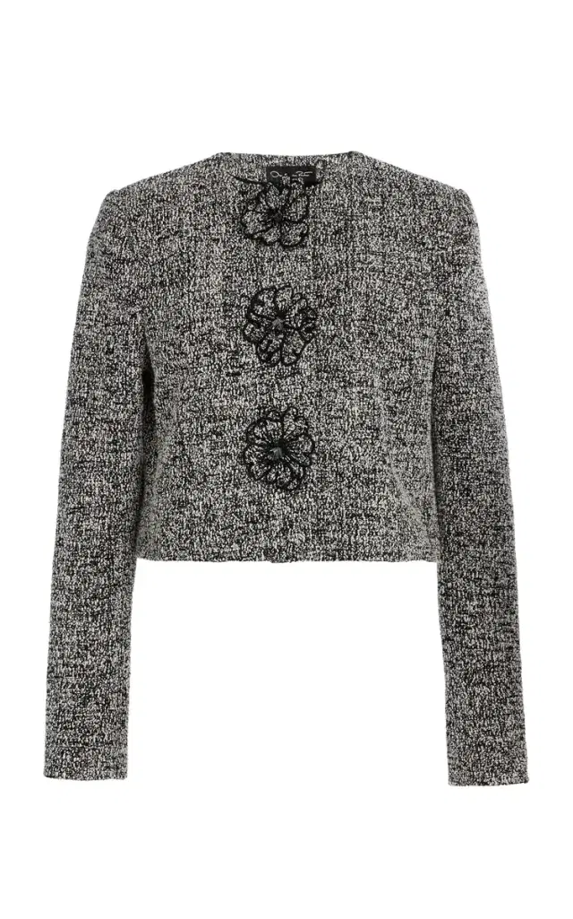 Oscar de la Renta Bouclé Tweed Cropped Jacket