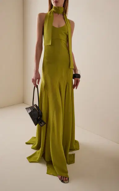 SIEDRÉS Exclusive Raye Crepe Midi Halter Dress | Thumbnail 2 SIEDRÉS Exclusive Raye Crepe Midi Halter Dress | Thumbnail 2