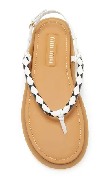 Miu Miu Leather Sandals | Thumbnail 4 Miu Miu Leather Sandals | Thumbnail 4