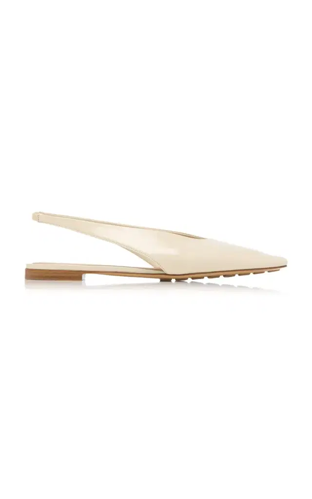 Bottega Veneta Cushion Lux Leather Slingback Flats