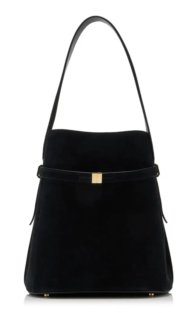 Belted Suede Bucket Bag