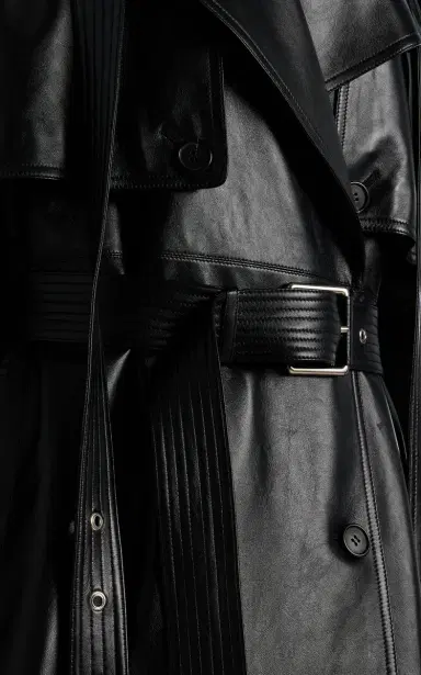 Michael Kors Collection Scarf-Detailed Leather Trench Coat | Thumbnail 6