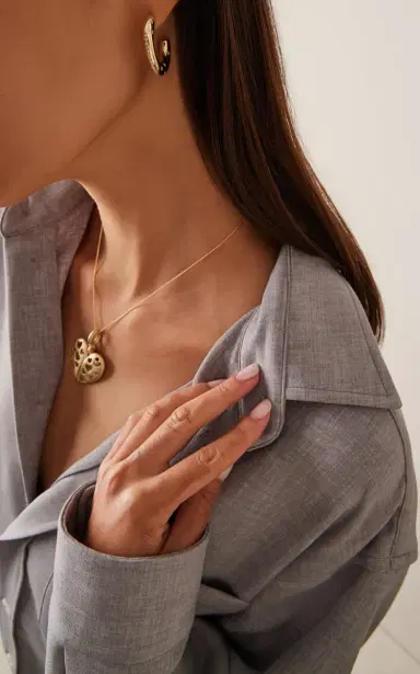 Lauren Rubinski Peggy Gold And Diamond Curved Earrings | Thumbnail 2