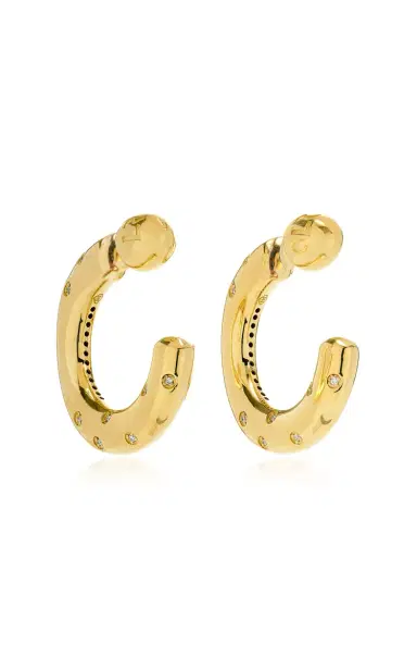 Lauren Rubinski Peggy Gold And Diamond Curved Earrings | Thumbnail 3