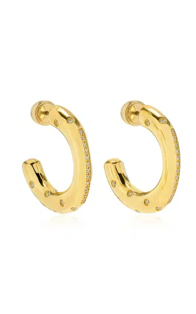 Lauren Rubinski Peggy Gold And Diamond Curved Earrings | Thumbnail 4