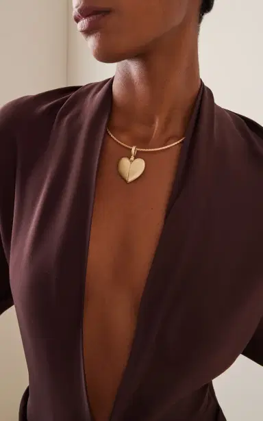 Lauren Rubinski Paulette Brushed Gold Open Heart Pendant | Thumbnail 3