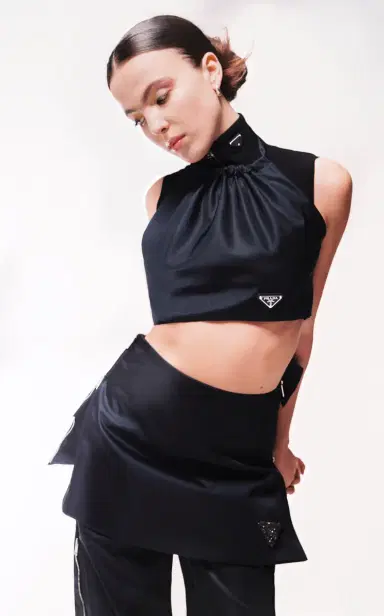 Prada Logo-Detailed Ribbed Jersey Turtleneck Crop Top | Thumbnail 2 Prada Logo-Detailed Ribbed Jersey Turtleneck Crop Top | Thumbnail 2