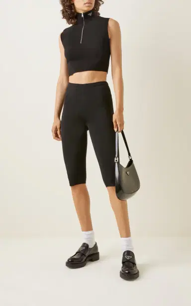 Prada Logo-Detailed Ribbed Jersey Turtleneck Crop Top | Thumbnail 5 Prada Logo-Detailed Ribbed Jersey Turtleneck Crop Top | Thumbnail 5