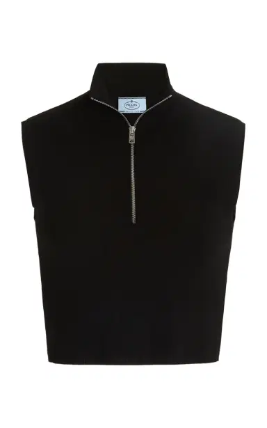 Prada Logo-Detailed Ribbed Jersey Turtleneck Crop Top | Thumbnail 9 Prada Logo-Detailed Ribbed Jersey Turtleneck Crop Top | Thumbnail 9