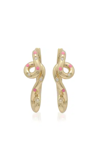 Bea Bongiasca 9K Yellow Gold Double Wave Hoop Earrings | Thumbnail 1