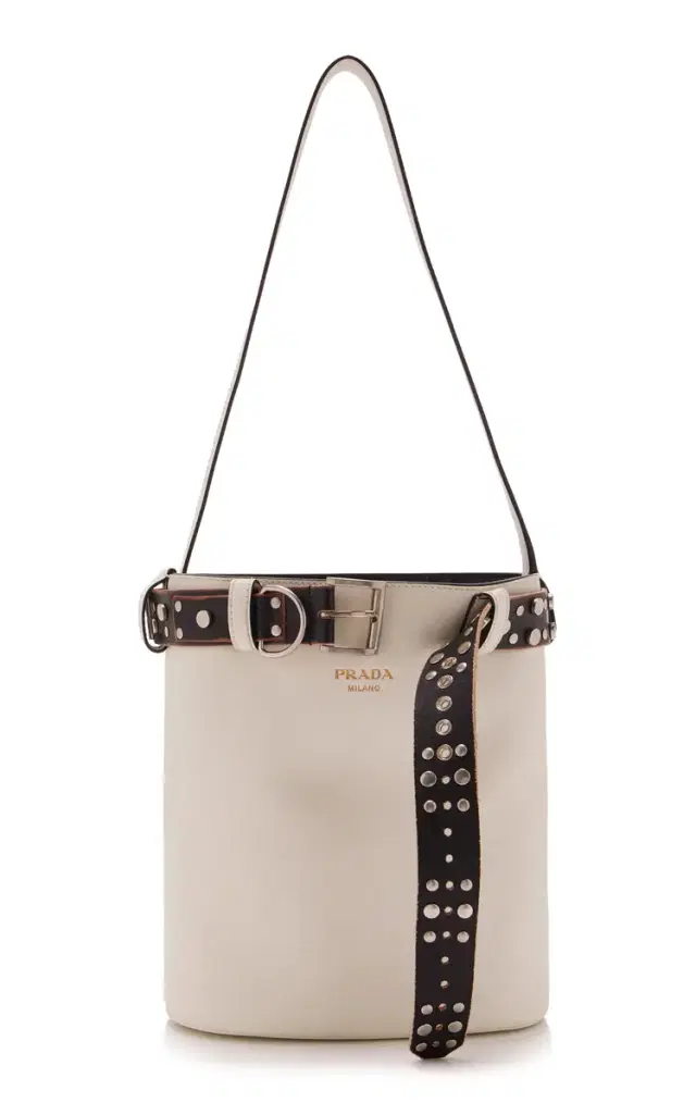 Buckle Leather Bucket Bag