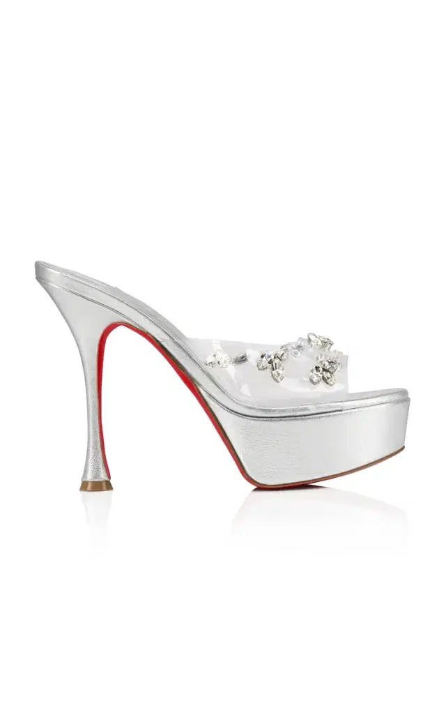 Christian Louboutin Degraqueen Alta 130mm Leather PVC Sandals