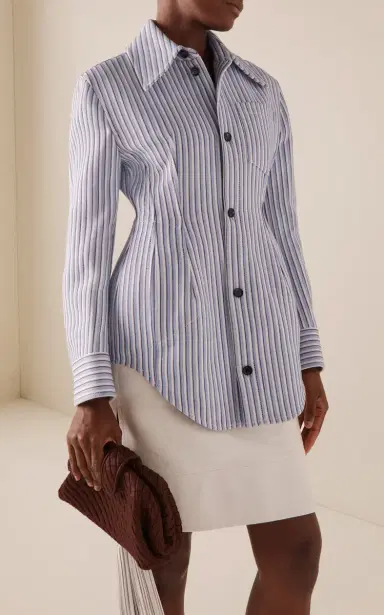 Bottega Veneta Light Structured Cotton Stripe Jacket | Thumbnail 2 Bottega Veneta Light Structured Cotton Stripe Jacket | Thumbnail 2