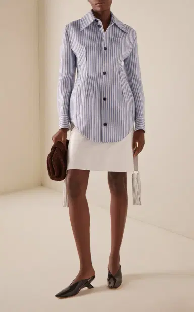 Bottega Veneta Light Structured Cotton Stripe Jacket | Thumbnail 3 Bottega Veneta Light Structured Cotton Stripe Jacket | Thumbnail 3