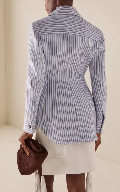 Bottega Veneta Light Structured Cotton Stripe Jacket | Thumbnail 4 Bottega Veneta Light Structured Cotton Stripe Jacket | Thumbnail 4