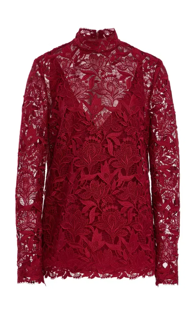 Carolina Herrera Lace Mock Neck Top