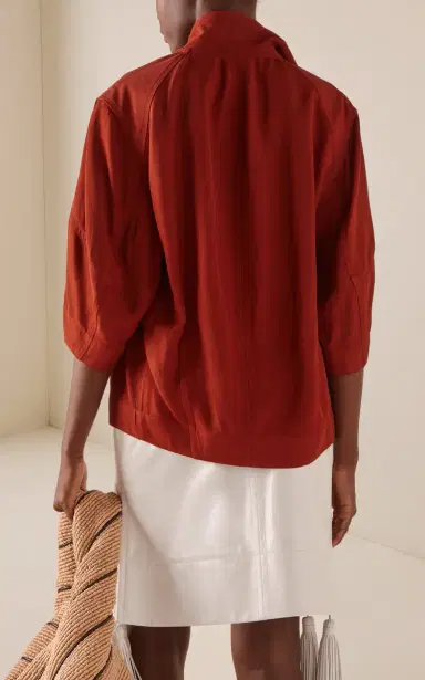 Bottega Veneta Leather-Trimmed Linen-Blend Cocoon Shirt | Thumbnail 4 Bottega Veneta Leather-Trimmed Linen-Blend Cocoon Shirt | Thumbnail 4