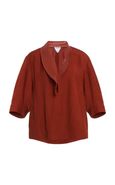 Bottega Veneta Leather-Trimmed Linen-Blend Cocoon Shirt | Thumbnail 5 Bottega Veneta Leather-Trimmed Linen-Blend Cocoon Shirt | Thumbnail 5