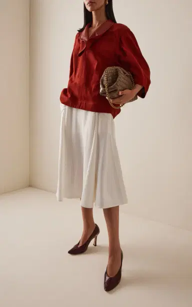 Bottega Veneta Pleated Twill Midi Skirt | Thumbnail 2
