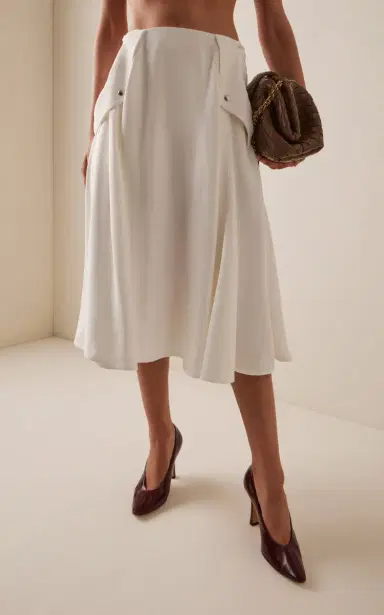 Bottega Veneta Pleated Twill Midi Skirt | Thumbnail 3