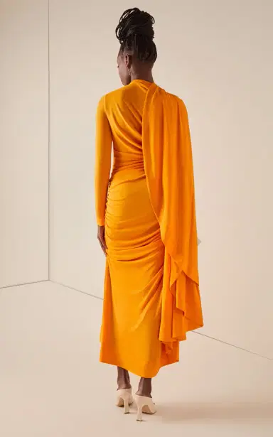 Bottega Veneta Asymmetric Draped Jersey Midi Dress | Thumbnail 5 Bottega Veneta Asymmetric Draped Jersey Midi Dress | Thumbnail 5