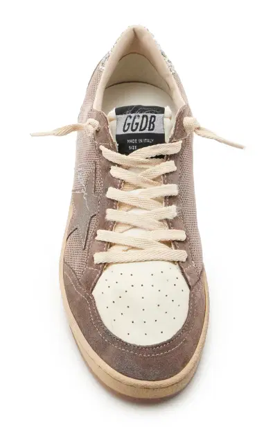 Golden Goose Ball Star Glittered Leather-Trimmed Mesh Sneakers | Thumbnail 3 Golden Goose Ball Star Glittered Leather-Trimmed Mesh Sneakers | Thumbnail 3
