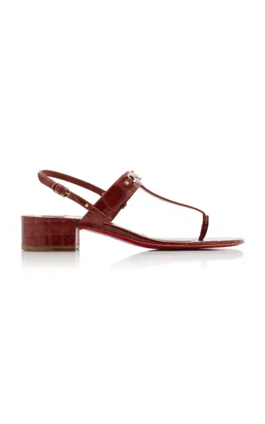 Christian Louboutin MJ Thong 25mm Croc-Embossed Leather Sandals | Thumbnail 1 Christian Louboutin MJ Thong 25mm Croc-Embossed Leather Sandals | Thumbnail 1
