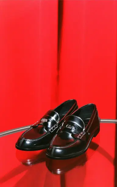 Christian Louboutin Donna Burnished Leather Penny Loafers | Thumbnail 2