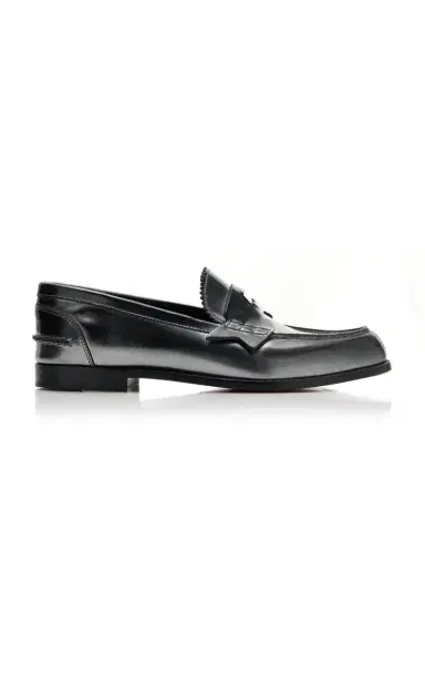 Christian Louboutin Donna Burnished Leather Penny Loafers | Thumbnail 1