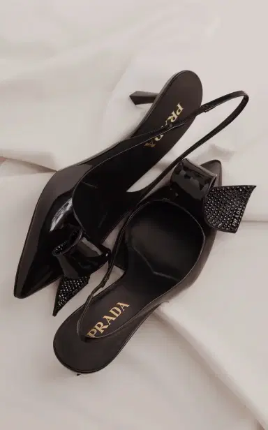 Prada Crystal-Embellished Patent Leather Slingback Pumps | Thumbnail 2 Prada Crystal-Embellished Patent Leather Slingback Pumps | Thumbnail 2