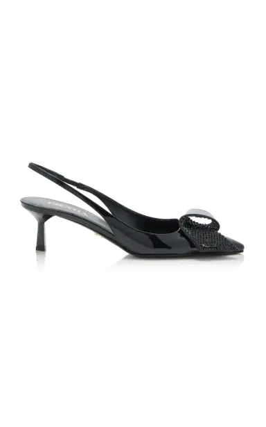 Prada Crystal-Embellished Patent Leather Slingback Pumps | Thumbnail 8 Prada Crystal-Embellished Patent Leather Slingback Pumps | Thumbnail 8