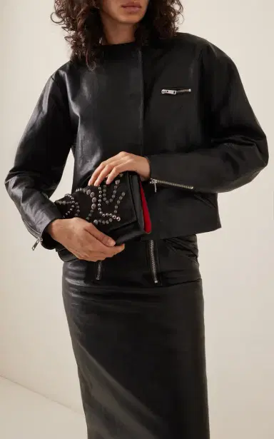 Christian Louboutin Paloma Spike-Embellished Suede; Leather Clutch | Thumbnail 3 Christian Louboutin Paloma Spike-Embellished Suede; Leather Clutch | Thumbnail 3