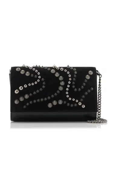 Christian Louboutin Paloma Spike-Embellished Suede; Leather Clutch | Thumbnail 1 Christian Louboutin Paloma Spike-Embellished Suede; Leather Clutch | Thumbnail 1