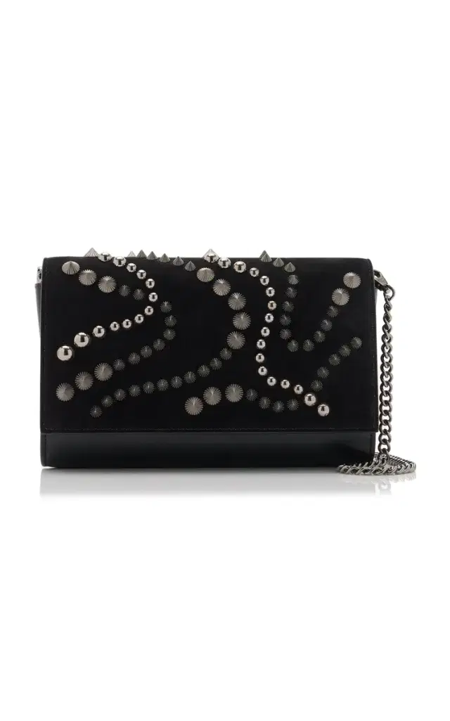 Paloma Spike-Embellished Suede; Leather Clutch