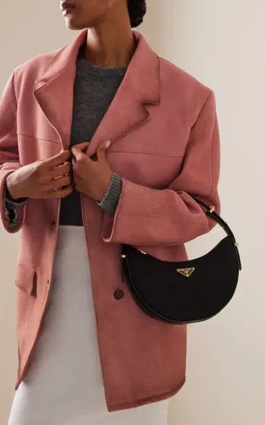 Prada Arqué Leather-Trimmed Re-Nylon Shoulder Bag | Thumbnail 2 Prada Arqué Leather-Trimmed Re-Nylon Shoulder Bag | Thumbnail 2