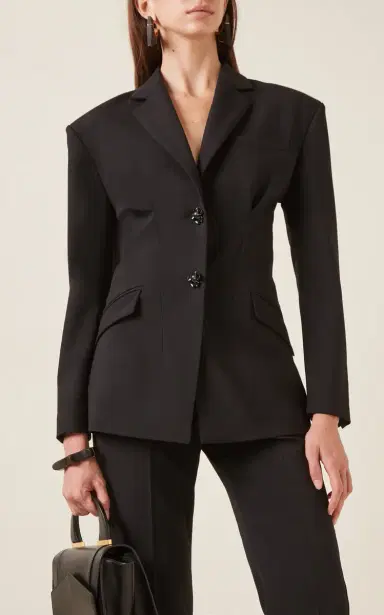 Del Core Hourglass Gathered Twill Blazer Jacket | Thumbnail 2 Del Core Hourglass Gathered Twill Blazer Jacket | Thumbnail 2