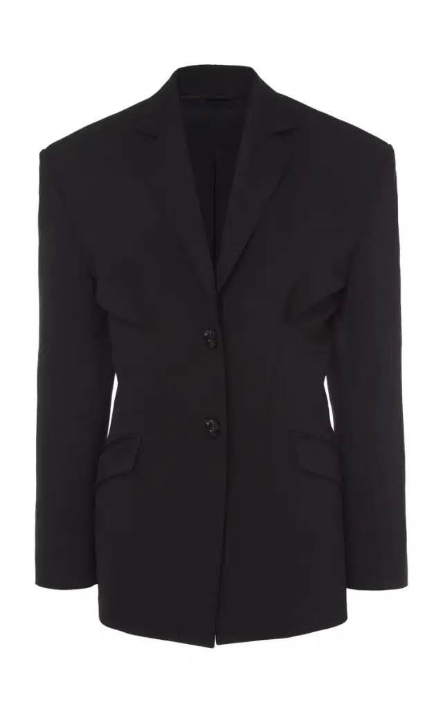 Hourglass Gathered Twill Blazer Jacket