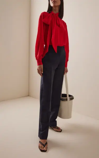 Prada Tie-Neck Marocain-Silk Shirt | Thumbnail 2 Prada Tie-Neck Marocain-Silk Shirt | Thumbnail 2
