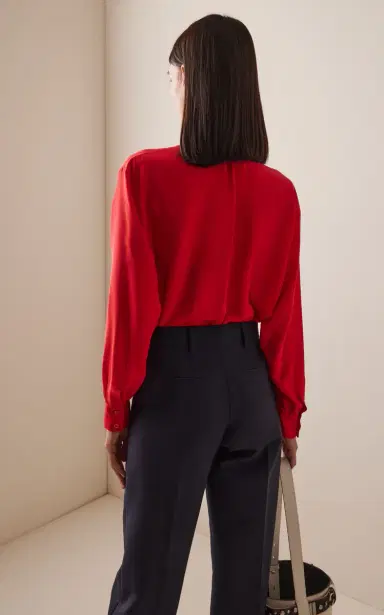 Prada Tie-Neck Marocain-Silk Shirt | Thumbnail 4 Prada Tie-Neck Marocain-Silk Shirt | Thumbnail 4